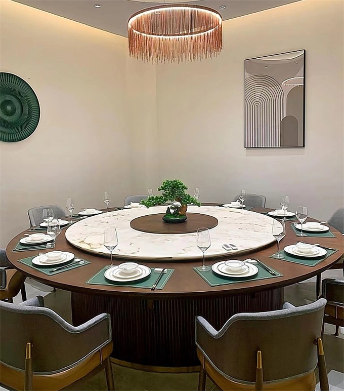 酒店新中式電動(dòng)餐桌